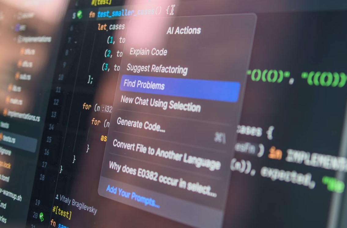 Code Editor with AI Actions Menu